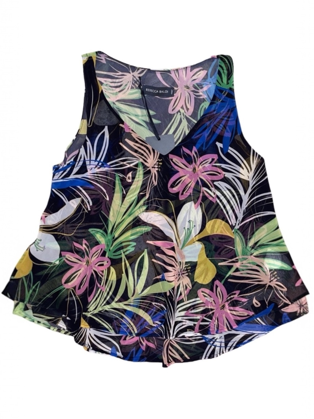 Italy Floral Resort Tropical Flowy Top Rebecca Baldi NWT US Sz M / 8 IT Sz 44